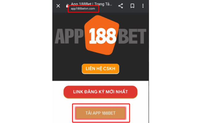 Nhấn vào link tải app được cung cấp ở trang chủ Bet188